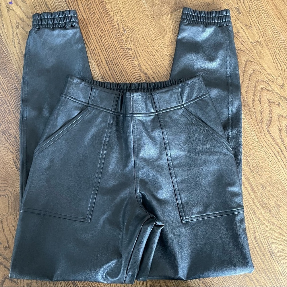 SPANX Black Faux Leather Jogger Utility Pants Size S - Picture 14 of 14